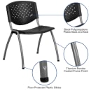 Flash Furniture RUT-F01A-BK-GG Stacking Chair w/ Black Plastic Seat & Titanium Metal Frame thumbnail 6