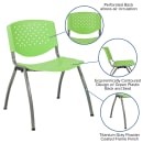 Flash Furniture RUT-F01A-GN-GG Stacking Chair w/ Green Plastic Back & Seat - Metal Frame, Titanium thumbnail 6