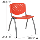 Flash Furniture RUT-F01A-OR-GG Stacking Chair w/ Orange Plastic Seat & Titanium Metal Frame thumbnail 2