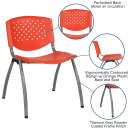 Flash Furniture RUT-F01A-OR-GG Stacking Chair w/ Orange Plastic Seat & Titanium Metal Frame thumbnail 6