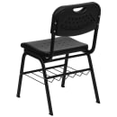 Flash Furniture RUT-GK01-BK-BAS-GG Stacking Chair w/ Black Plastic Seat & Wire Book Basket - Black Metal Frame thumbnail 4