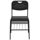 Flash Furniture RUT-GK01-BK-BAS-GG Stacking Chair w/ Black Plastic Seat & Wire Book Basket - Black Metal Frame thumbnail 5