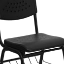 Flash Furniture RUT-GK01-BK-BAS-GG Stacking Chair w/ Black Plastic Seat & Wire Book Basket - Black Metal Frame thumbnail 7