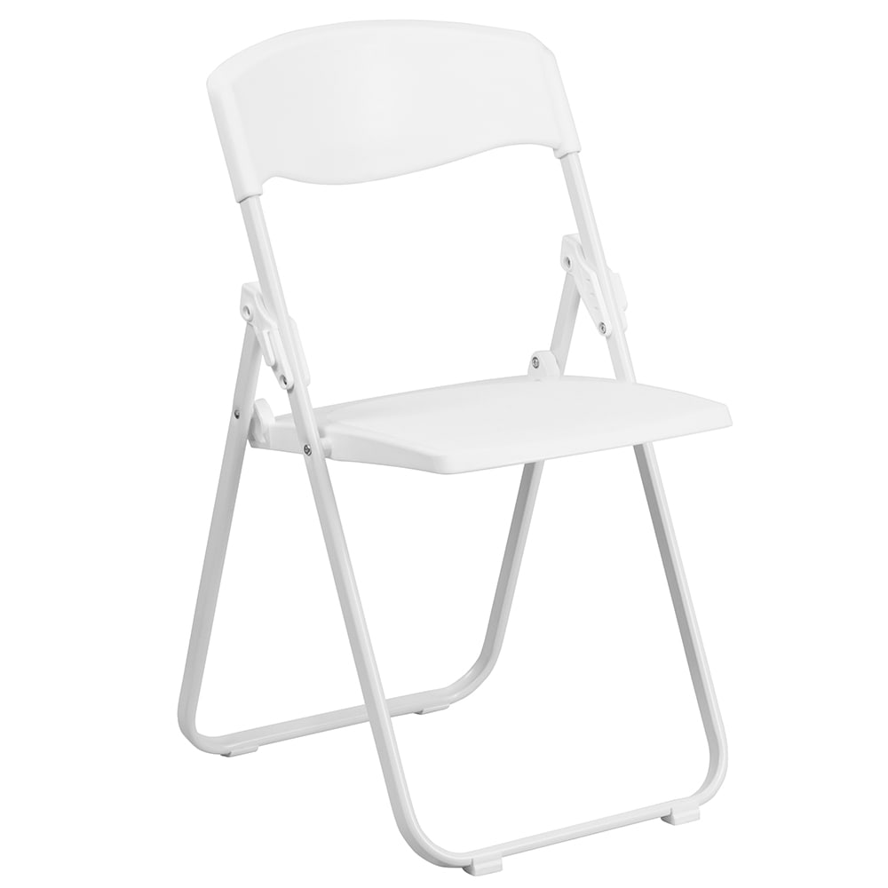 Flash Furniture RUT-I-WHITE-GG Folding Chair w/ White Plastic Back & Seat - Steel Frame, White