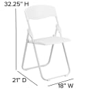 Flash Furniture RUT-I-WHITE-GG Folding Chair w/ White Plastic Back & Seat - Steel Frame, White thumbnail 2