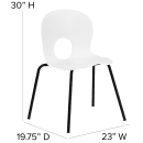 Flash Furniture RUT-NC258-WHITE-GG Stacking Chair w/ White Plastic Seat & Black Metal Frame thumbnail 2