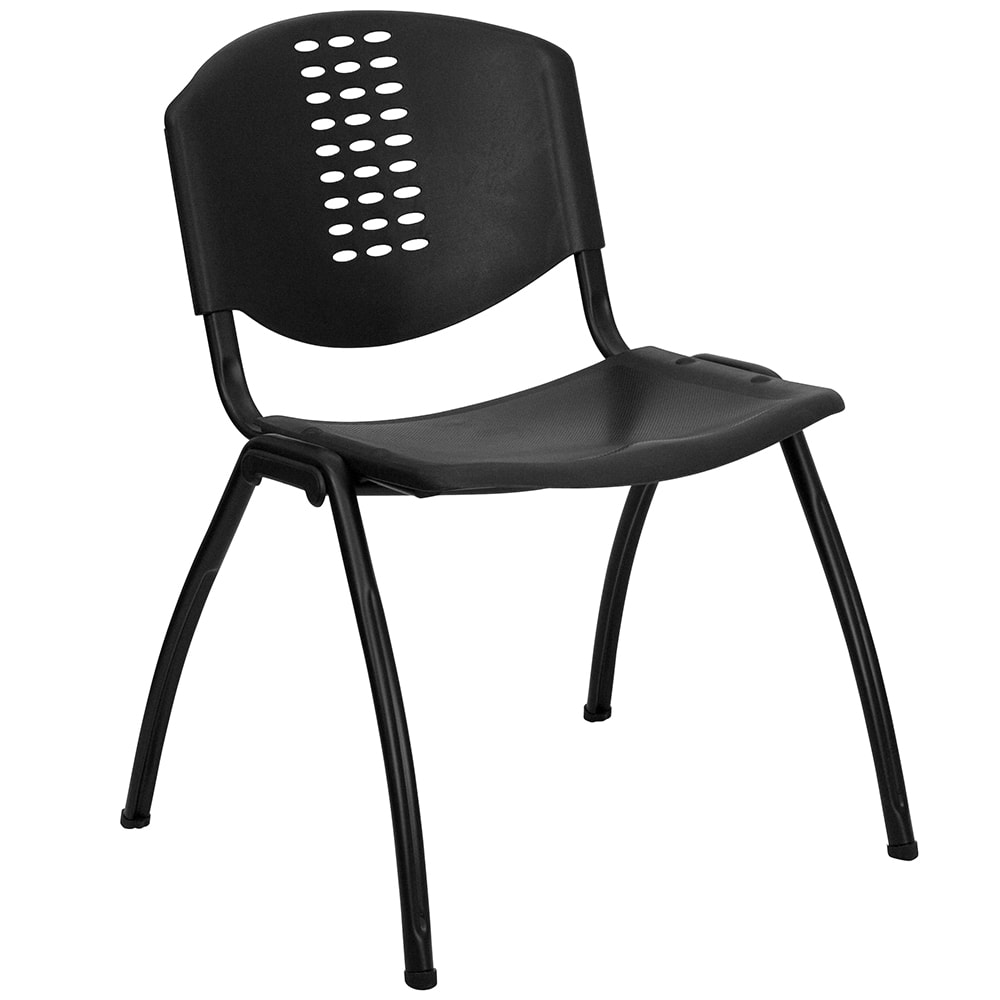 Flash Furniture RUT-NF01A-BK-GG Stacking Chair w/ Black Plastic Seat & Black Metal Frame