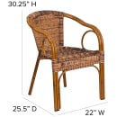 Flash Furniture SDA-AD632009D-1-GG Cadiz Indoor/Outdoor Stackable Armchair  - Brown Wicker w/ Red Bamboo Aluminum Frame thumbnail 2