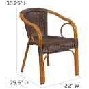Flash Furniture SDA-AD632009D-2-GG Cadiz Indoor/Outdoor Stackable Armchair  - Dark Brown Wicker w/ Red Bamboo Aluminum Frame thumbnail 2