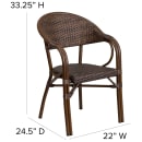 Flash Furniture SDA-AD642003R-1-GG Milano Indoor/Outdoor Stackable Armchair  - Dark Brown Wicker w/ Dark Brown Bamboo Aluminum Frame thumbnail 2