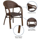 Flash Furniture SDA-AD642003R-1-GG Milano Indoor/Outdoor Stackable Armchair  - Dark Brown Wicker w/ Dark Brown Bamboo Aluminum Frame thumbnail 6