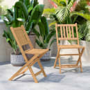 Flash Furniture THB-C1244-NAT-GG Folding Patio Bistro Chair w/ Slatted Wood Back & Seat - Acacia Wood Frame, Wood Grain thumbnail 3