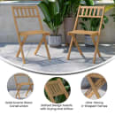 Flash Furniture THB-C1244-NAT-GG Folding Patio Bistro Chair w/ Slatted Wood Back & Seat - Acacia Wood Frame, Wood Grain thumbnail 4