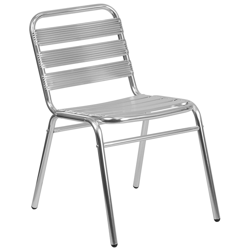 Flash Furniture TLH-015-GG Stacking Restaurant Chair w/ Metal Ladder Back & Seat - Aluminum