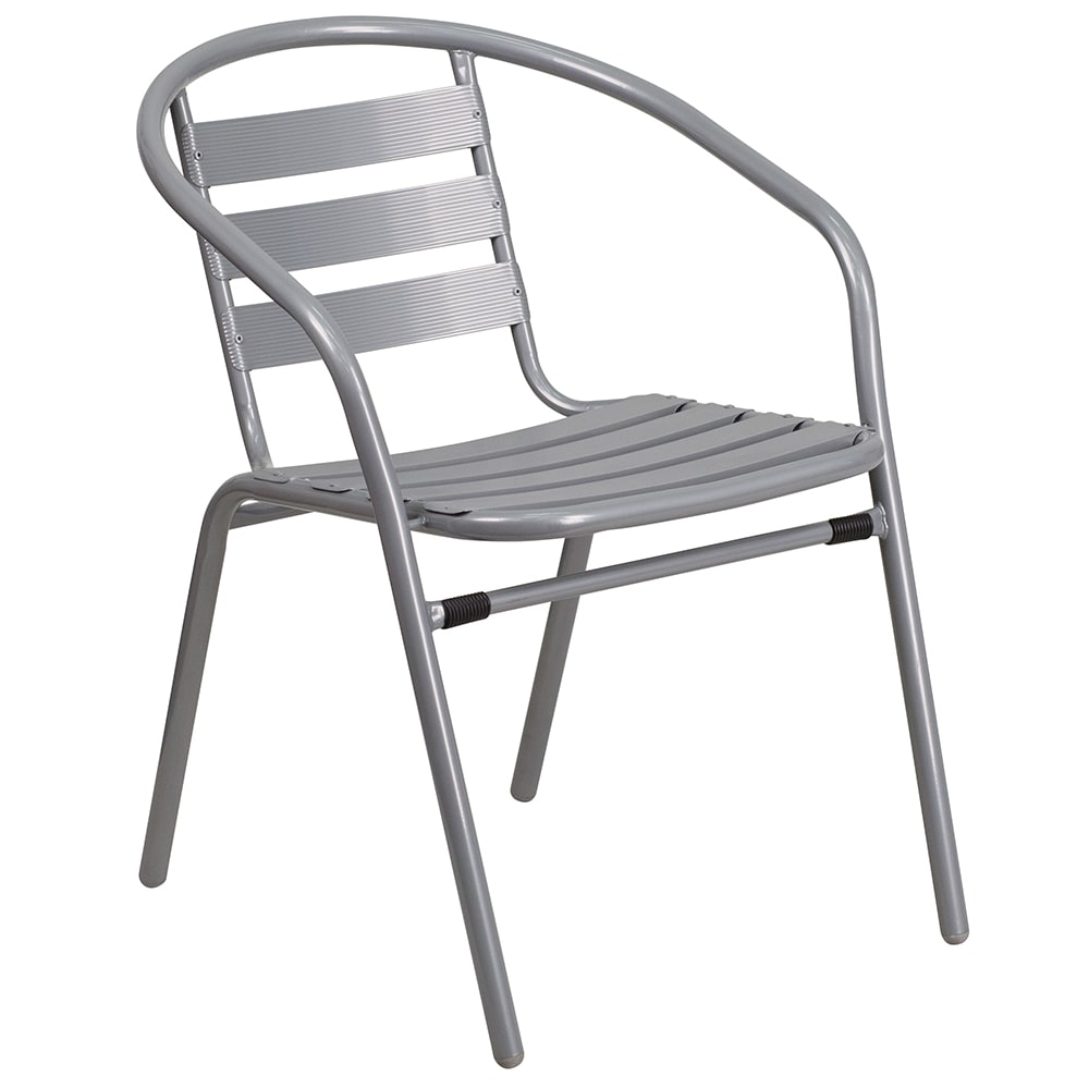 Flash Furniture TLH-017C-GG Indoor/Outdoor Stackable Armchair - Steel, Silver