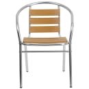 Flash Furniture TLH-017W-GG Stacking Armchair w/ Faux Teak Ladder Back & Seat, Aluminum thumbnail 5