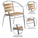 Flash Furniture TLH-017W-GG Stacking Armchair w/ Faux Teak Ladder Back & Seat, Aluminum thumbnail 6