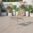 Flash Furniture TLH-017W-GG Stacking Armchair w/ Faux Teak Ladder Back & Seat, Aluminum thumbnail 9