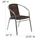 Flash Furniture TLH-020-GG Stacking Armchair w/ Dark Brown Rattan Seat & Back, Aluminum Frame thumbnail 2