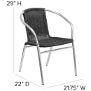 Flash Furniture TLH-020-BK-GG Stacking Armchair w/ Black Rattan Seat & Back, Aluminum Frame thumbnail 4