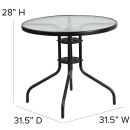 Flash Furniture TLH-070-2-GG 31 1/2" Round Patio Table w/ Glass Top - Metal Base, Black thumbnail 2