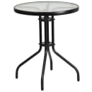 Flash Furniture TLH-071RD-017CBK2-GG 23 3/4" Round Patio Table & (2) Arm Chair Set - Glass Top, Black Metal Base thumbnail 3