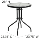 Flash Furniture TLH-071RD-037BK2-GG 23 3/4" Round Patio Table & (2) Black Rattan Arm Chair Set - Glass Top, Black Metal Base thumbnail 2
