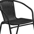 Flash Furniture TLH-071RD-037BK2-GG 23 3/4" Round Patio Table & (2) Black Rattan Arm Chair Set - Glass Top, Black Metal Base thumbnail 8