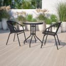 Flash Furniture TLH-071RD-037BK2-GG 23 3/4" Round Patio Table & (2) Black Rattan Arm Chair Set - Glass Top, Black Metal Base thumbnail 9