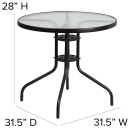Flash Furniture TLH-072RD-017CBK4-GG 31 1/2" Round Patio Table & (4) Arm Chair Set - Glass Top, Black Metal Base thumbnail 2