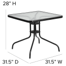 Flash Furniture TLH-0732SQ-017CBK4-GG 31 1/2" Square Patio Table & (4) Arm Chair Set - Glass Top, Black Metal Base thumbnail 2