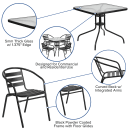 Flash Furniture TLH-0732SQ-017CBK4-GG 31 1/2" Square Patio Table & (4) Arm Chair Set - Glass Top, Black Metal Base thumbnail 6