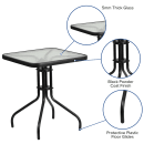 Flash Furniture TLH-073A-1-GG 23 1/2" Square Patio Table w/ Glass Top - Metal Base, Black thumbnail 2