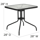 Flash Furniture TLH-073R-BK-GG 28" Square Patio Table w/ Glass Top & Black Rattan Edge - Metal Base, Black thumbnail 2