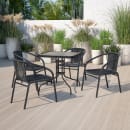 Flash Furniture TLH-073R-BK-GG 28" Square Patio Table w/ Glass Top & Black Rattan Edge - Metal Base, Black thumbnail 6