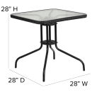 Flash Furniture TLH-073SQ-037BK2-GG 28" Square Patio Table & (2) Black Rattan Arm Chair Set - Glass Top, Black Metal Base thumbnail 2