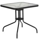 Flash Furniture TLH-073SQ-037BK2-GG 28" Square Patio Table & (2) Black Rattan Arm Chair Set - Glass Top, Black Metal Base thumbnail 3