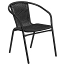 Flash Furniture TLH-073SQ-037BK2-GG 28" Square Patio Table & (2) Black Rattan Arm Chair Set - Glass Top, Black Metal Base thumbnail 4