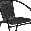 Flash Furniture TLH-073SQ-037BK2-GG 28" Square Patio Table & (2) Black Rattan Arm Chair Set - Glass Top, Black Metal Base thumbnail 8