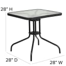 Flash Furniture TLH-073SQ-037BK4-GG 28" Square Patio Table & (4) Black Rattan Arm Chair Set - Glass Top, Black Metal Base thumbnail 2