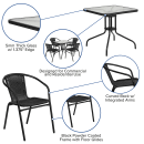 Flash Furniture TLH-073SQ-037BK4-GG 28" Square Patio Table & (4) Black Rattan Arm Chair Set - Glass Top, Black Metal Base thumbnail 6