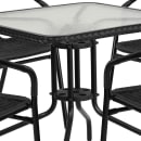 Flash Furniture TLH-073SQ-037BK4-GG 28" Square Patio Table & (4) Black Rattan Arm Chair Set - Glass Top, Black Metal Base thumbnail 7