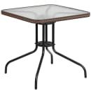 Flash Furniture TLH-073SQ-037BN4-GG 28" Square Patio Table & (4) Brown Rattan Arm Chair Set - Glass Top, Black Metal Base thumbnail 3