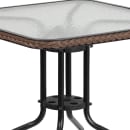 Flash Furniture TLH-073SQ-037BN4-GG 28" Square Patio Table & (4) Brown Rattan Arm Chair Set - Glass Top, Black Metal Base thumbnail 7