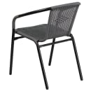 Flash Furniture TLH-073SQ-037GY2-GG 28" Square Patio Table & (2) Gray Rattan Arm Chair Set - Glass Top, Black Metal Base thumbnail 5