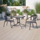 Flash Furniture TLH-073SQ-037GY2-GG 28" Square Patio Table & (2) Gray Rattan Arm Chair Set - Glass Top, Black Metal Base thumbnail 9