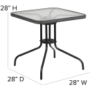 Flash Furniture TLH-073SQ-037GY4-GG 28" Square Patio Table & (4) Gray Rattan Arm Chair Set - Glass Top, Black Metal Base thumbnail 2