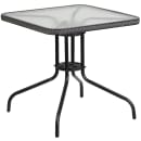 Flash Furniture TLH-073SQ-037GY4-GG 28" Square Patio Table & (4) Gray Rattan Arm Chair Set - Glass Top, Black Metal Base thumbnail 3