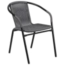 Flash Furniture TLH-073SQ-037GY4-GG 28" Square Patio Table & (4) Gray Rattan Arm Chair Set - Glass Top, Black Metal Base thumbnail 4