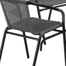 Flash Furniture TLH-073SQ-037GY4-GG 28" Square Patio Table & (4) Gray Rattan Arm Chair Set - Glass Top, Black Metal Base thumbnail 7